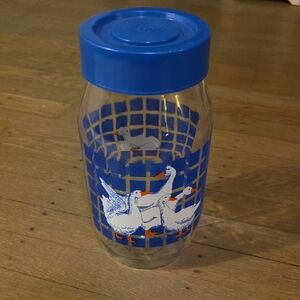 Carlton Glass Canister With Charming Country Geese. Vintage- 2L